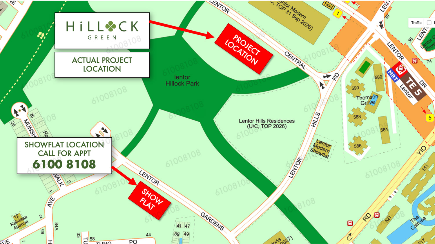Hillock Green Showflat Location Map Lentor Gardens